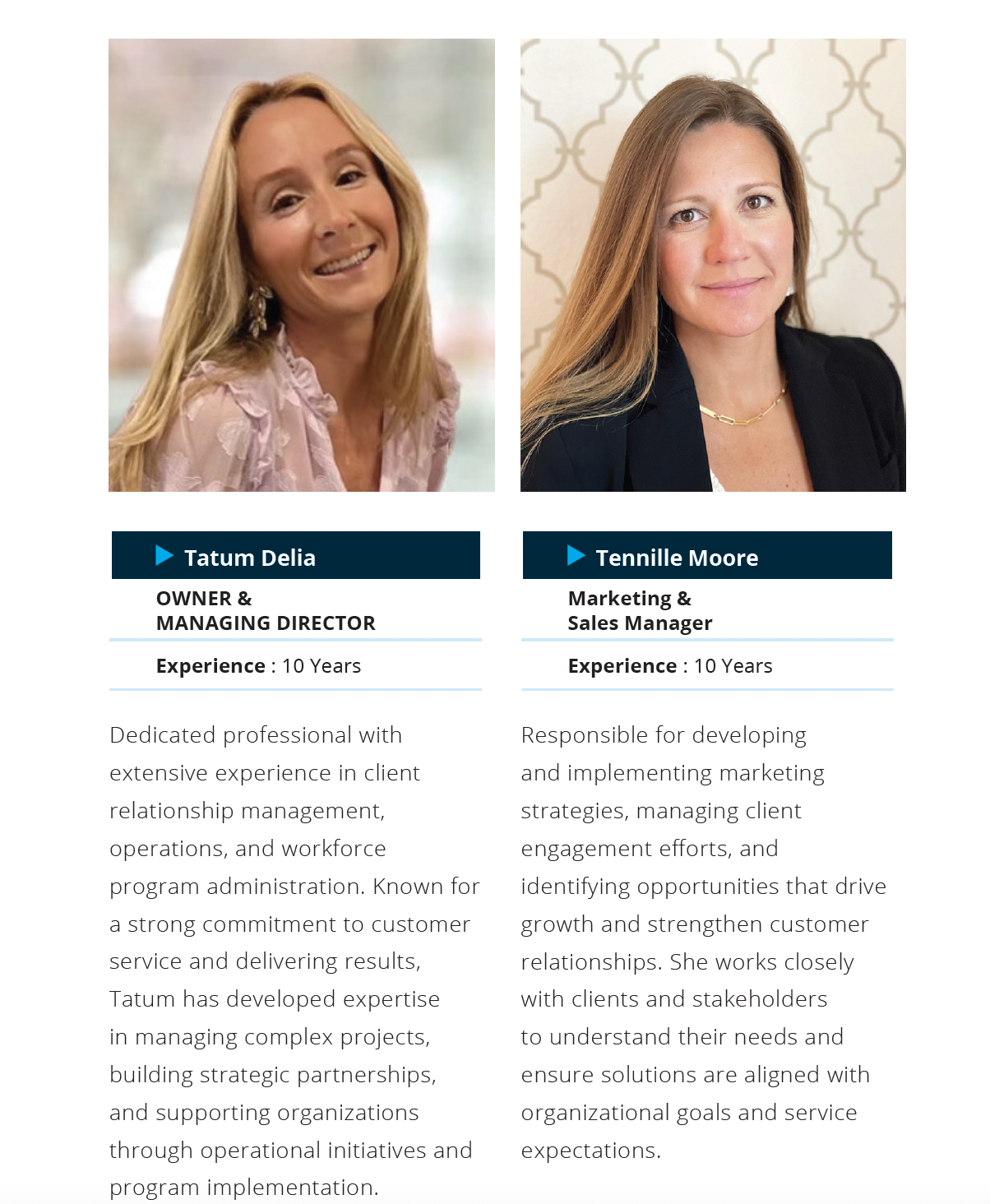 Tatum, Owner and Managing Director